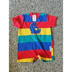 Vintage Healthtex Striped Dinosaur Outfit One Piece Single Stitch 6-9months